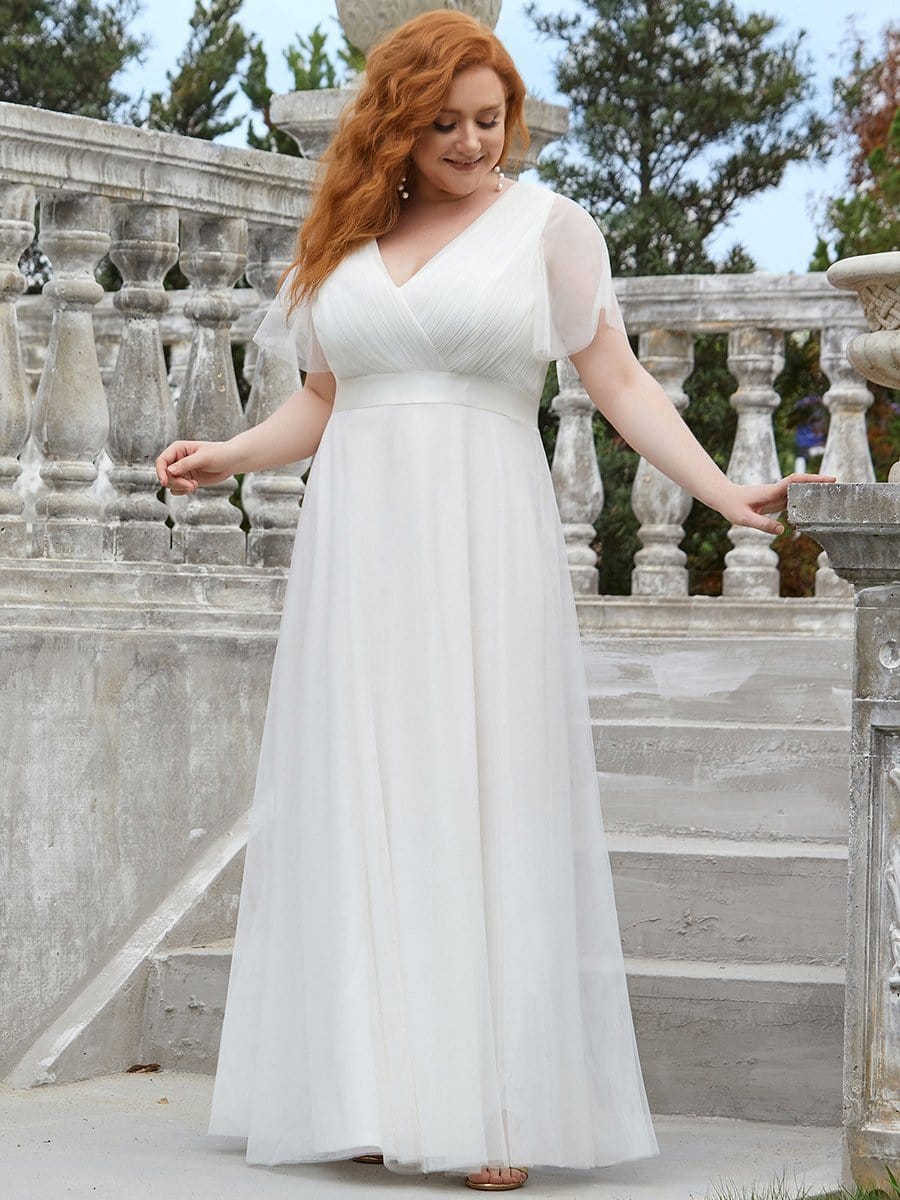 Elegant Plus Size V-Neck Bridesmaid Gown for Women