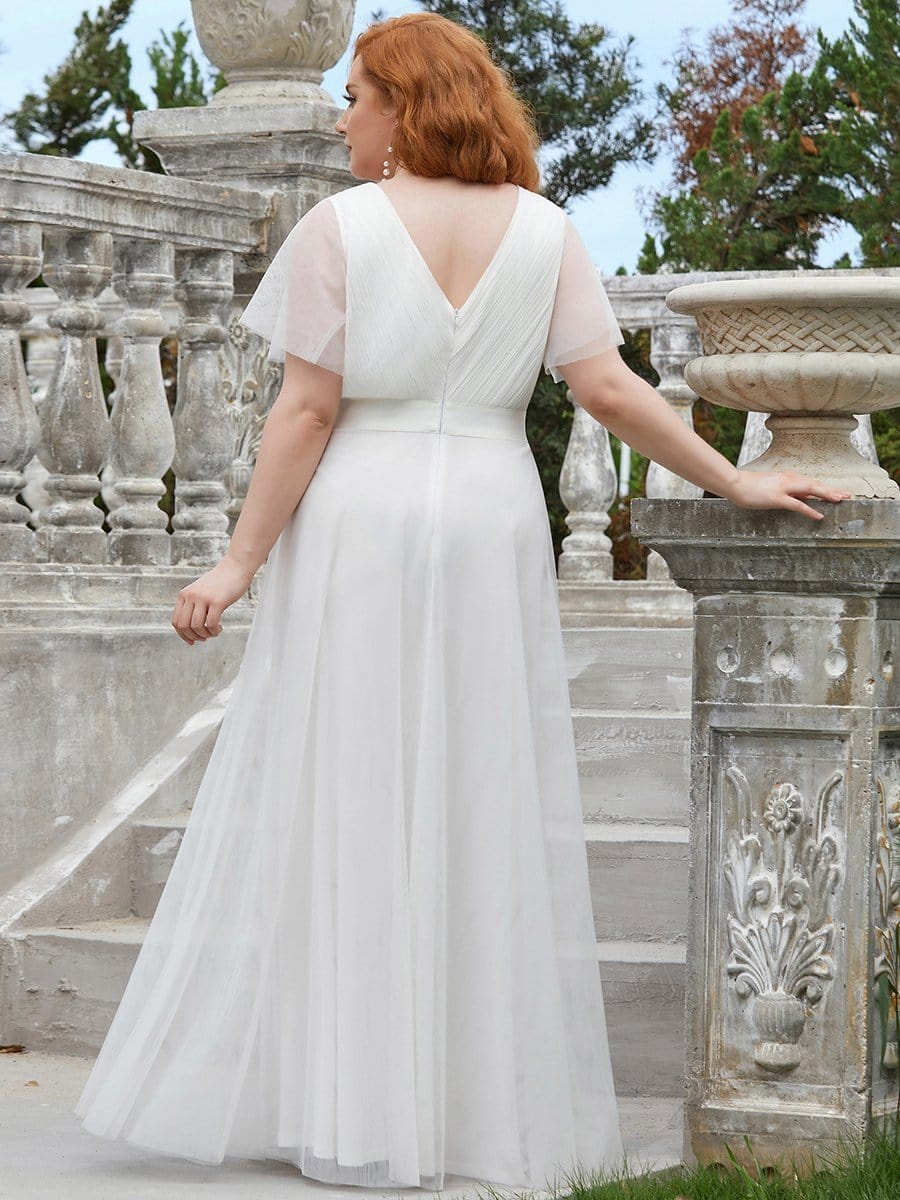 Elegant Plus Size V-Neck Bridesmaid Gown for Women