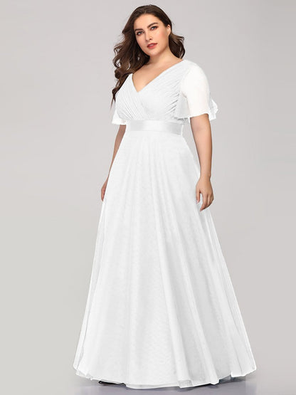 Elegant Plus Size V-Neck Bridesmaid Gown for Women