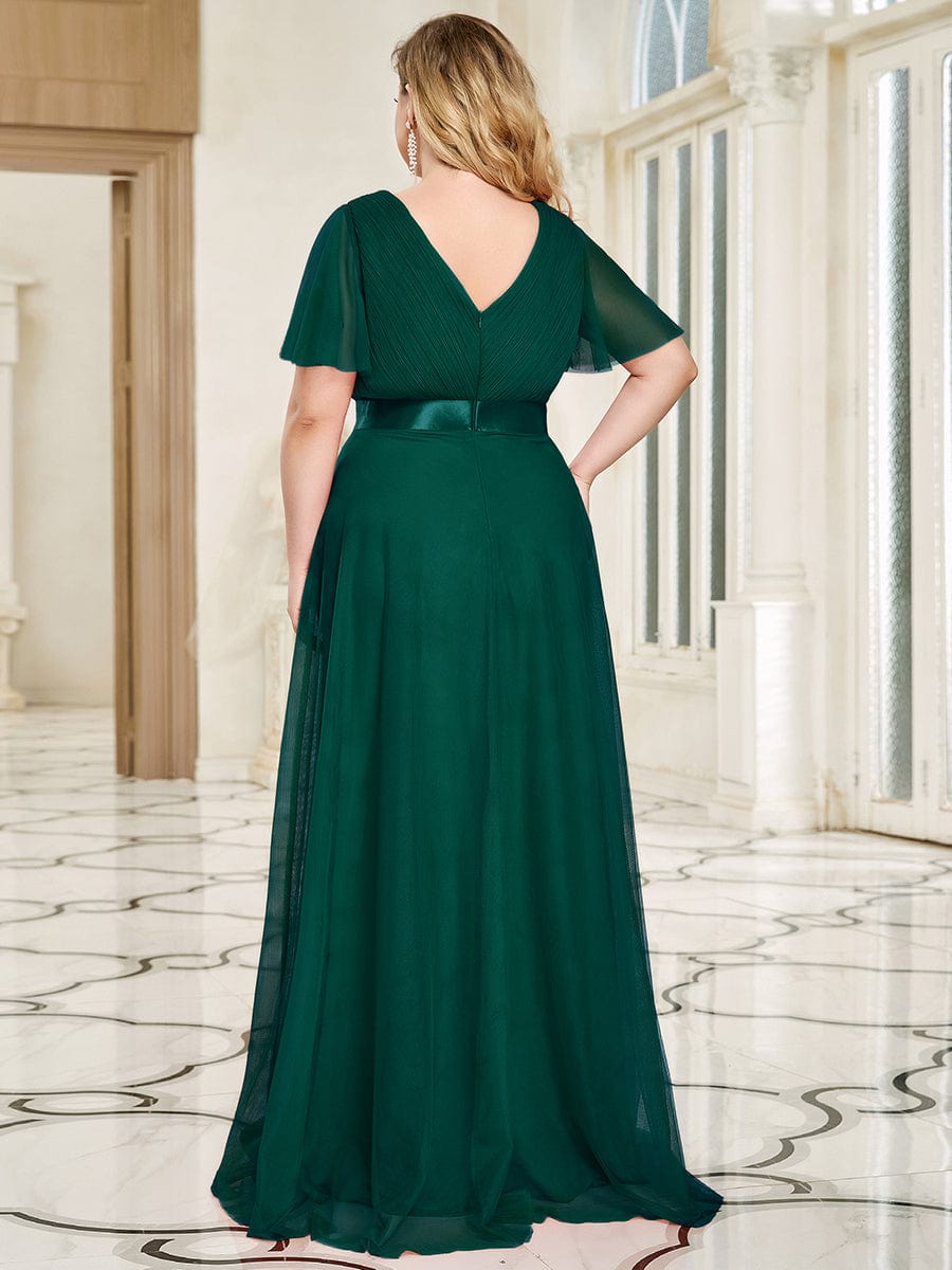 Elegant Plus Size V-Neck Bridesmaid Gown for Women