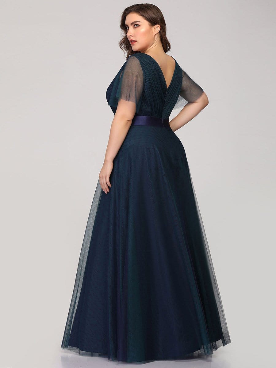 Elegant Plus Size V-Neck Bridesmaid Gown for Women