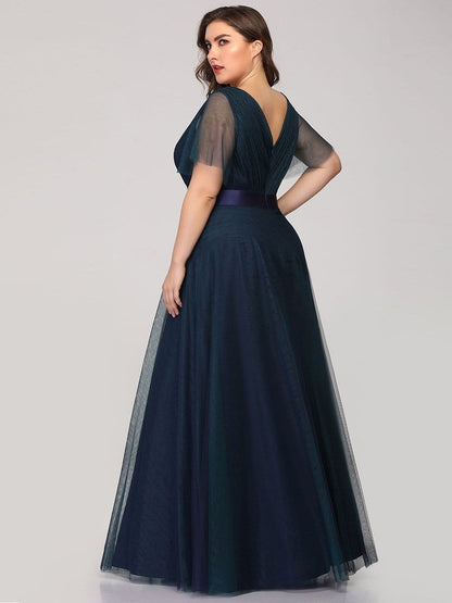 Elegant Plus Size V-Neck Bridesmaid Gown for Women