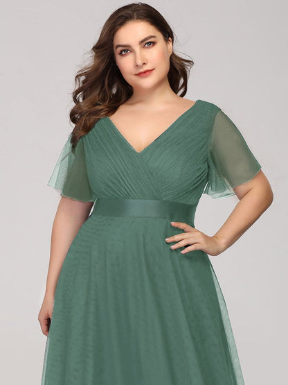 Elegant Plus Size V-Neck Bridesmaid Gown for Women