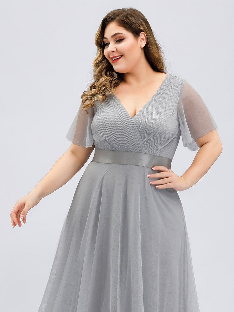 Elegant Plus Size V-Neck Bridesmaid Gown for Women