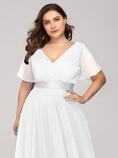 Elegant Plus Size V-Neck Bridesmaid Gown for Women