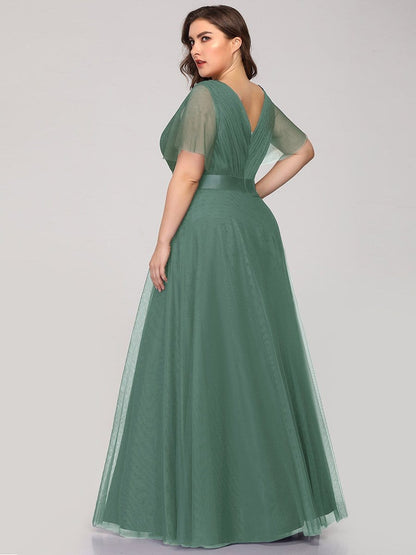 Elegant Plus Size V-Neck Bridesmaid Gown for Women