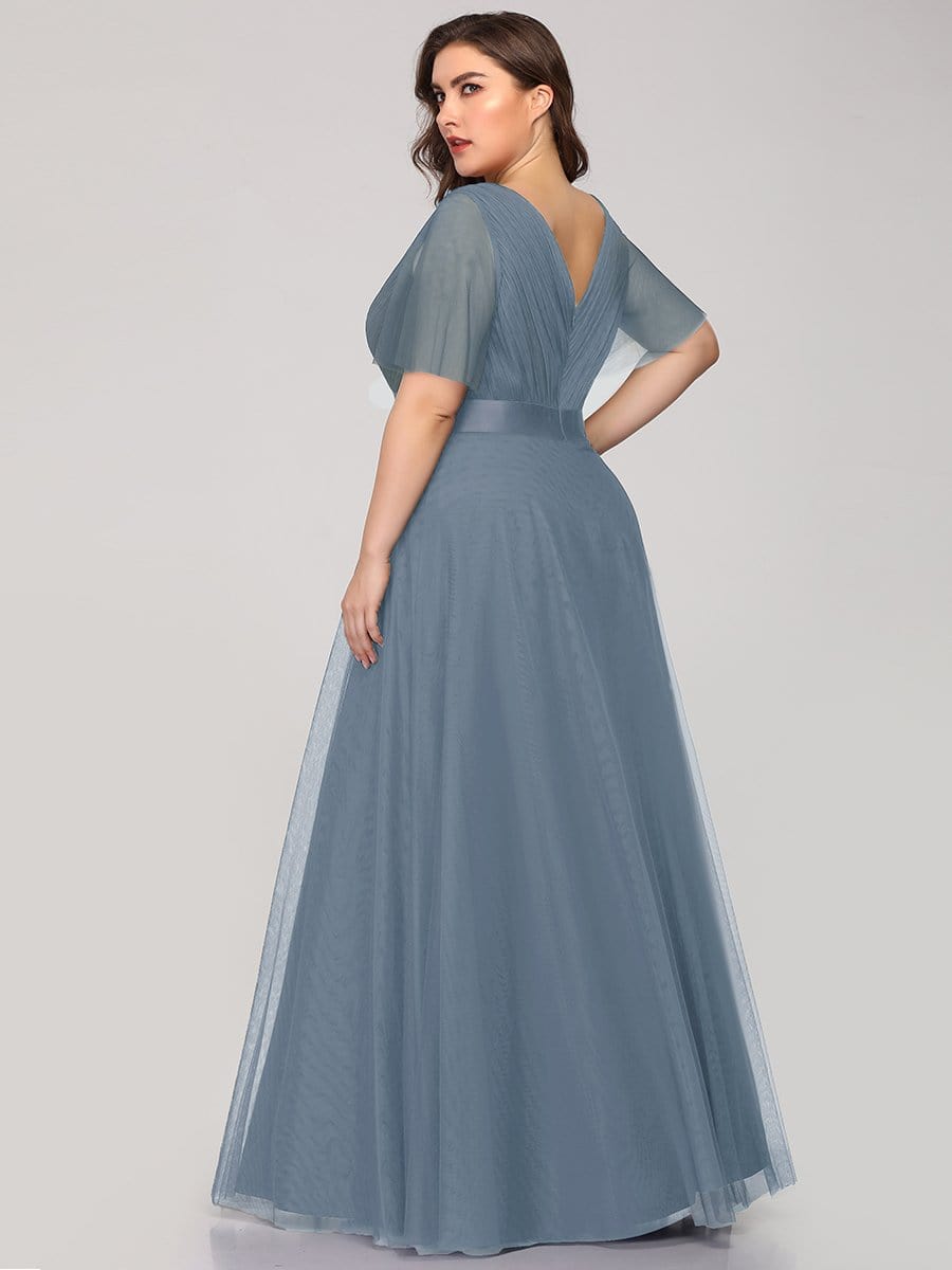 Elegant Plus Size V-Neck Bridesmaid Gown for Women