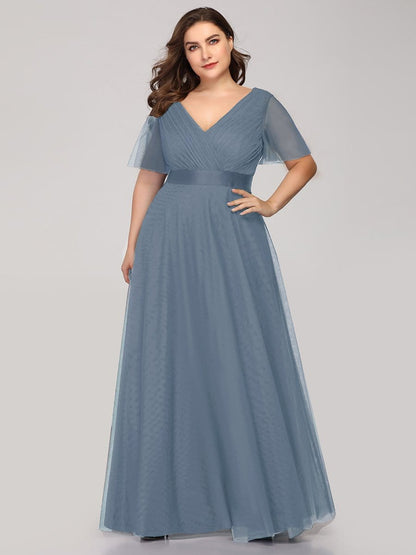 Elegant Plus Size V-Neck Bridesmaid Gown for Women