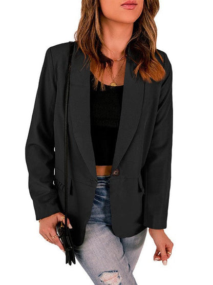 Elegant Pocket Pleated Suit Jacket for Stylish Women