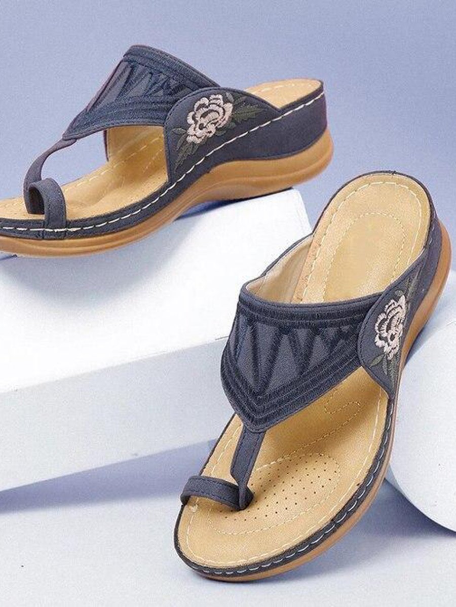 Sandals - Embroidery Orthopedic Comfy Flip Flop Sandals - MsDressly