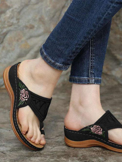 Embroidery Orthopedic Comfy Flip Flop Sandals for Women