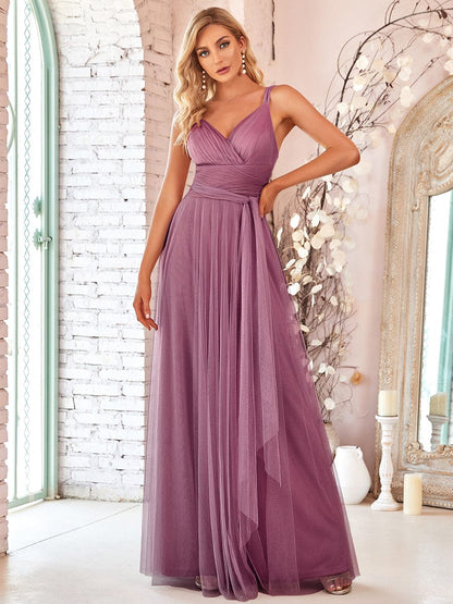 Enchanting Blush Tulle Bridesmaid Dress