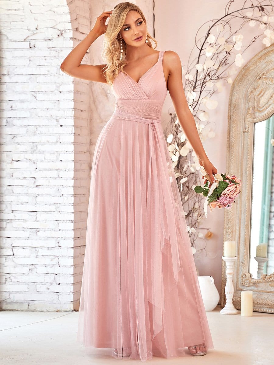 Enchanting Blush Tulle Bridesmaid Dress