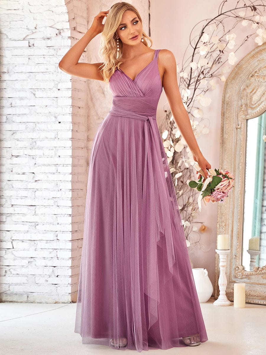 Enchanting Blush Tulle Bridesmaid Dress