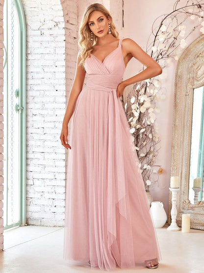 Enchanting Blush Tulle Bridesmaid Dress