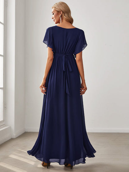 Enchanting Ruffled V-Neck A-Line Bridesmaid Gown