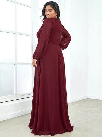 Wholesale Chiffon Plus Size Evening Dresses with Long Lantern Sleeves