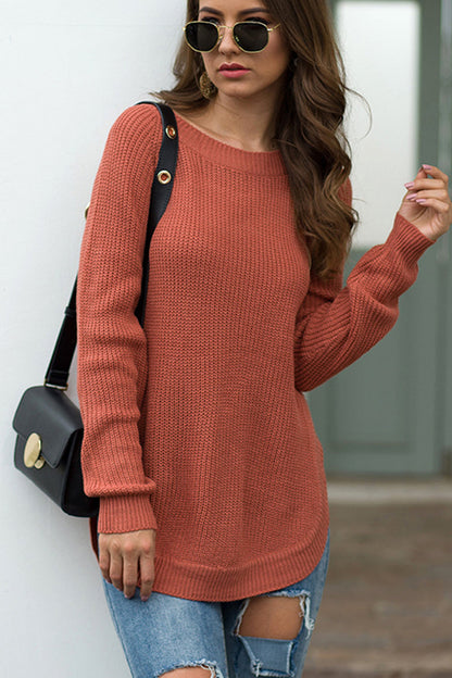 Round Neck Ribbed Knit Top