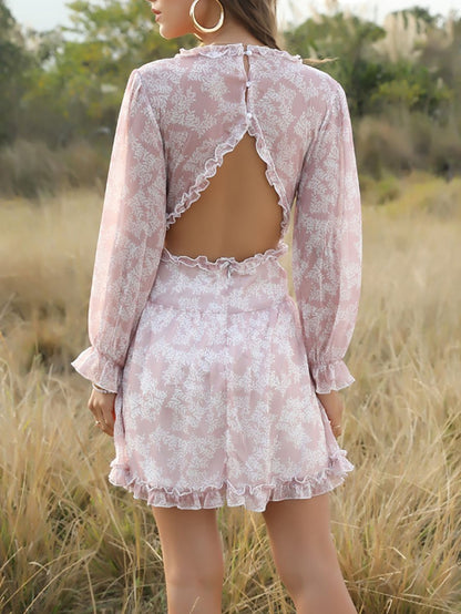 Fashion Floral Long Sleeve Chiffon Dress - LuckyFash™