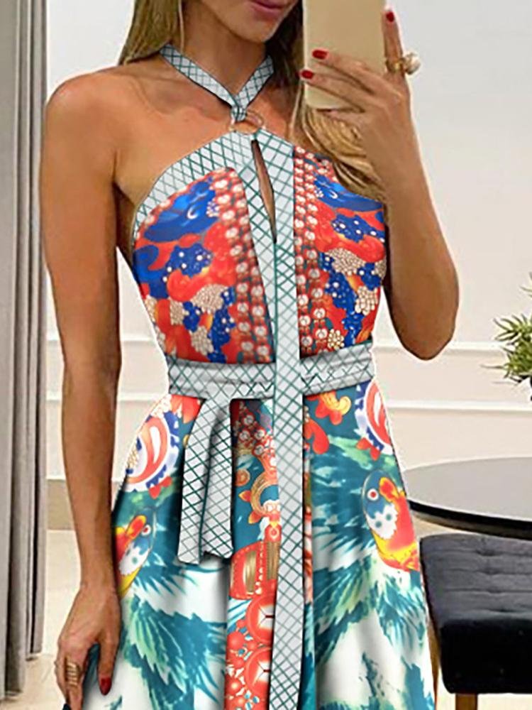 Fashion Off Shoulder Graphic Printed Backless Maxi Dress - LuckyFash™