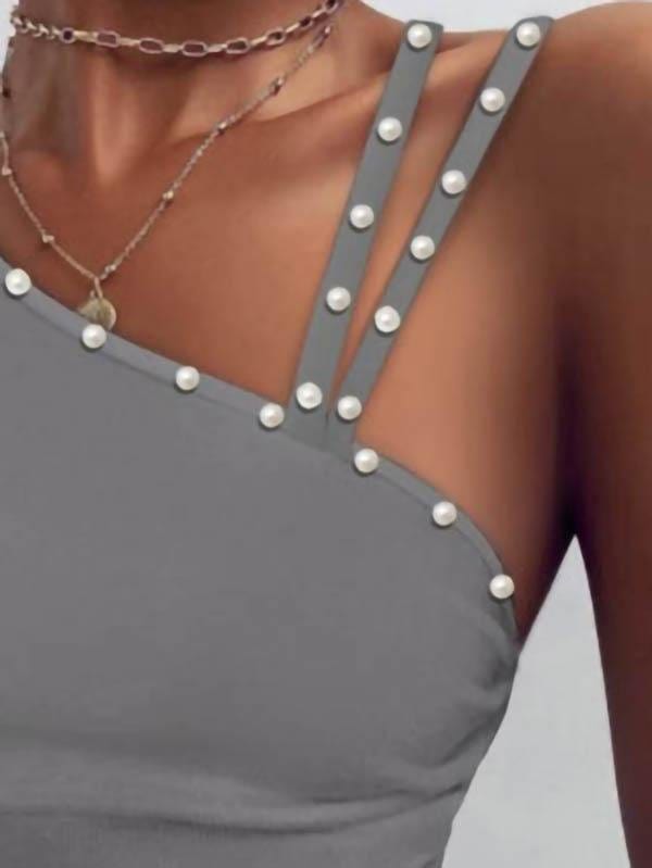 Fashion Pearl Strapless  Sling Vest