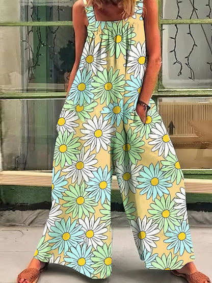 Fashion Printed Loose Strap Wide-Leg Jumpsuits JUM2108101275GRES Green / 2 (S)