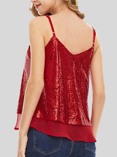 Fashion Sequined V-neck Sleeveless Vest