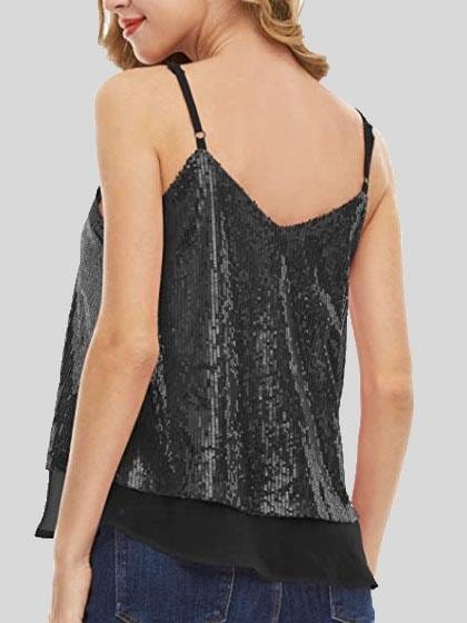 Fashion Sequined V-neck Sleeveless Vest