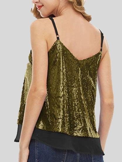 Fashion Sequined V-neck Sleeveless Vest