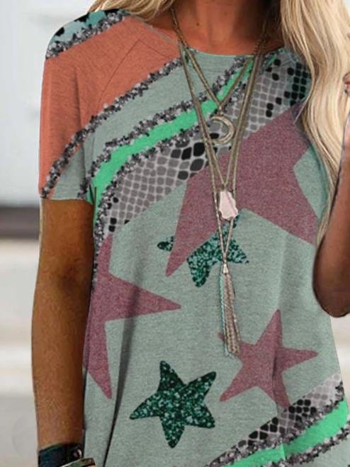 Fashion Short Sleeve Printed Round Neck T-shirt