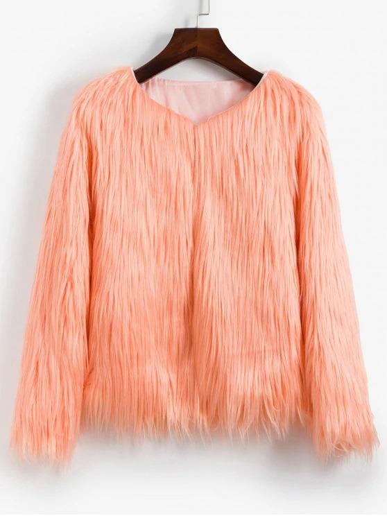 Faux Fur Shaggy Style Plush Fluffy Coat for Women