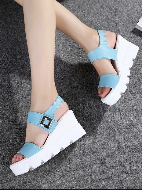 Faux Leather Platform Sandals with Cleated Platform for Women