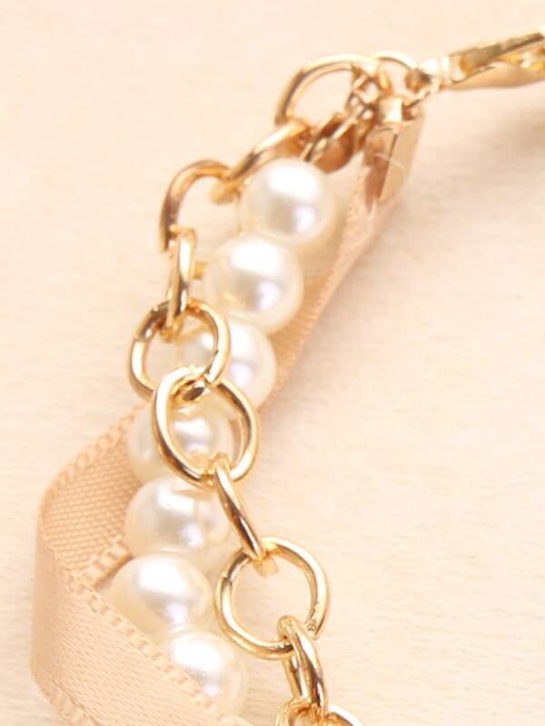 Faux Pearl Beaded Bracelet BRA210207054GOL Gold