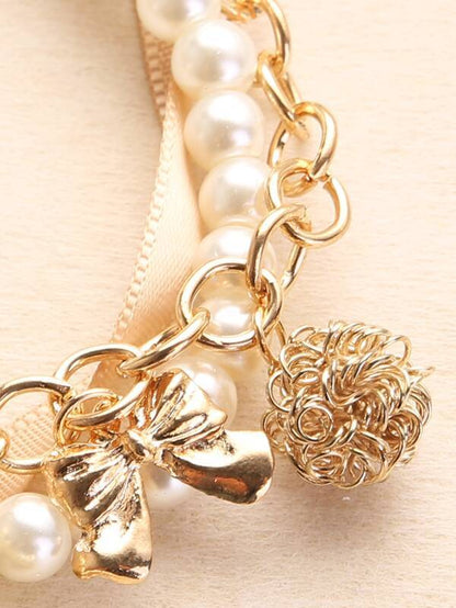 Faux Pearl Beaded Bracelet BRA210207054GOL Gold