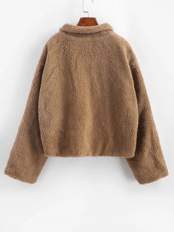 Faux Shearling Vinyl Flap Pocket Teddy Coat