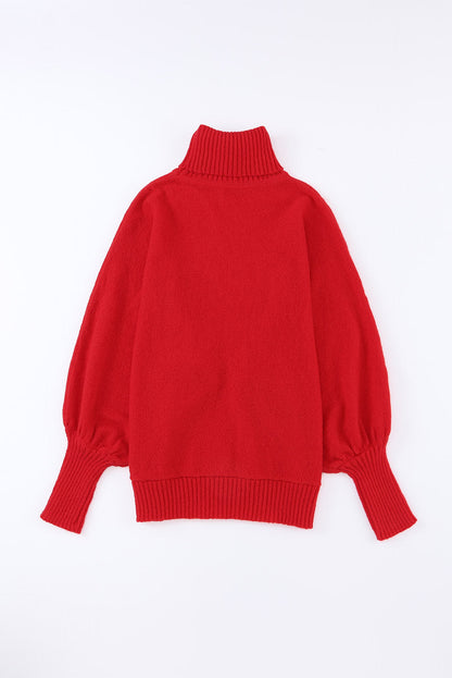 Turtleneck Solid Long Sleeve Knitted Sweater