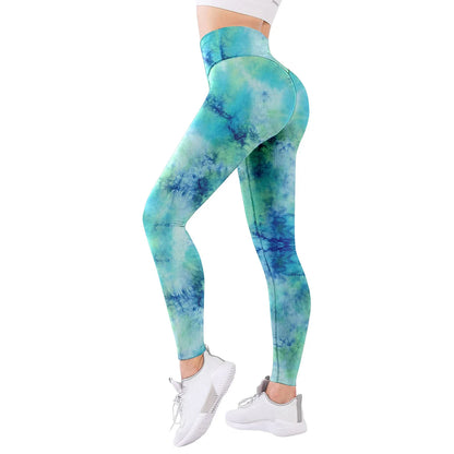 Women's Yoga Pants Tummy Control Butt Lift Quick Dry High Waist Yoga Fitness Gym Workout Leggings Bottoms Graphic Color Gradient Camo / Camouflage Baby blue Black / Rose Red Blue Spandex Sports