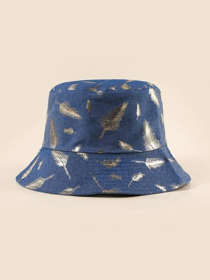 Feather Foil Print Bucket Hat for Women