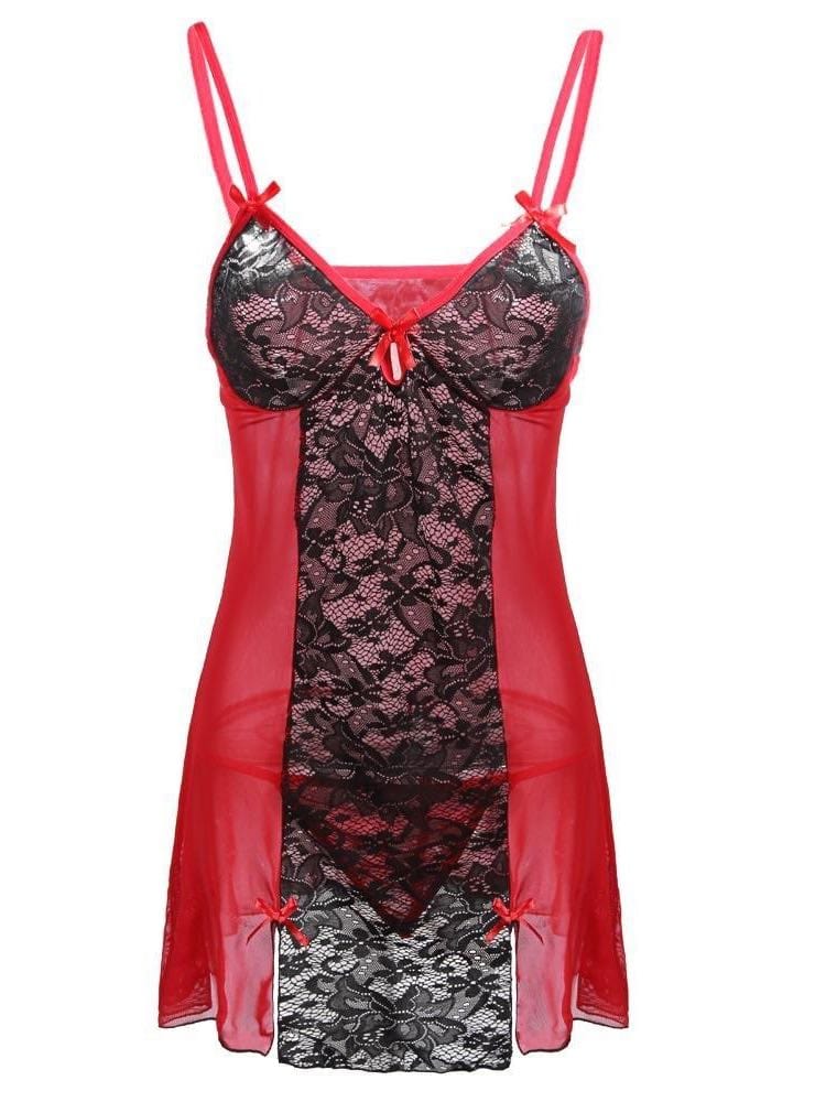 Female Close-fitting Lace Transparent Lingerie LIN210112003SRed Red / S