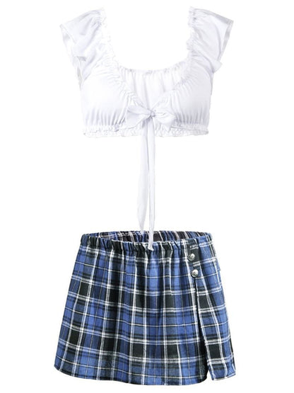 Female Plaid Skirt Underwear LIN210112002Sblu Blue / S