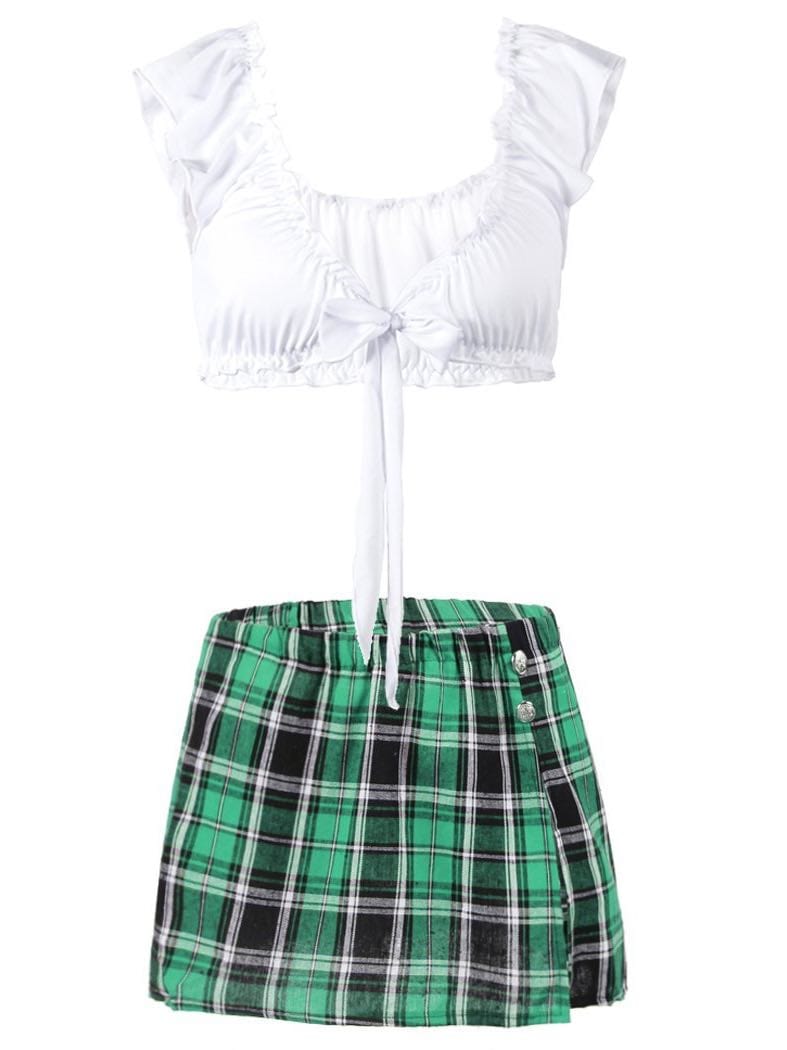 Female Plaid Skirt Underwear LIN210112002Sgre Green / S