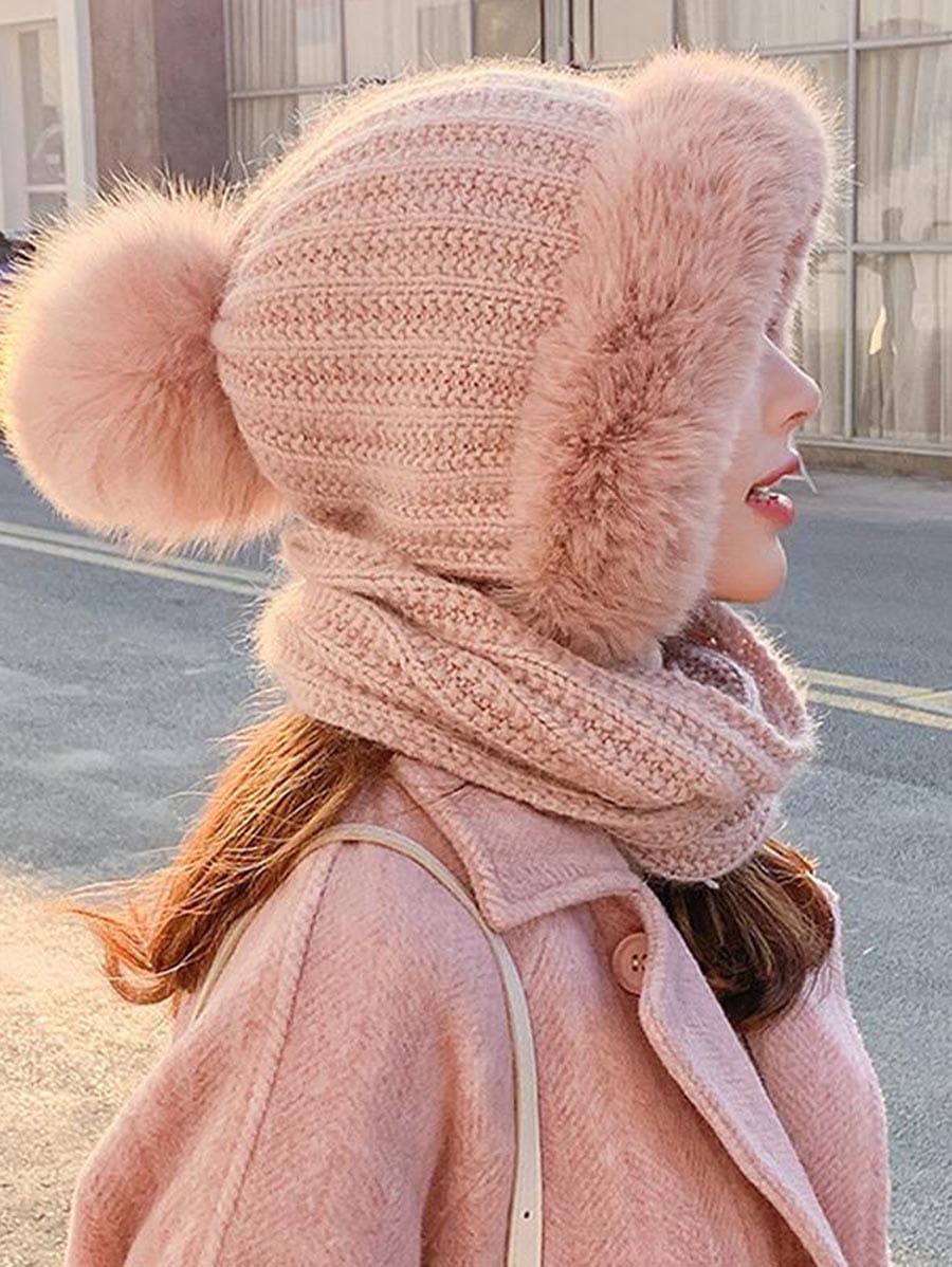 Female Sweet Conjoined Hat for Women BOD210114013Pin Pink
