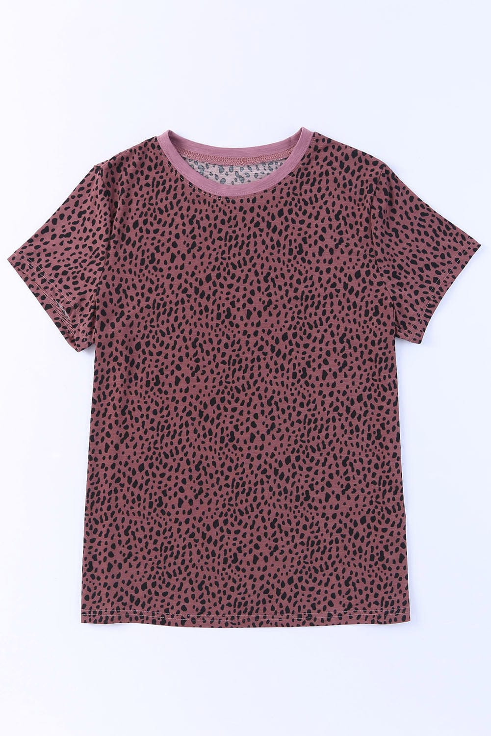 Fiery Red Cheetah Print Crewneck Short Sleeve T-Shirt