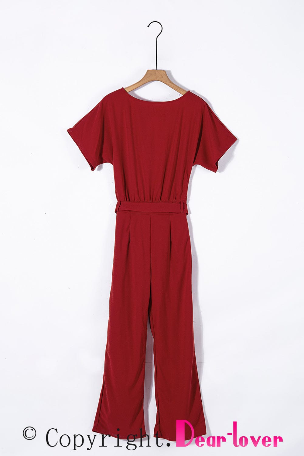 Fiery Red Oh So Glam Belted Wide Leg Jumpsuit