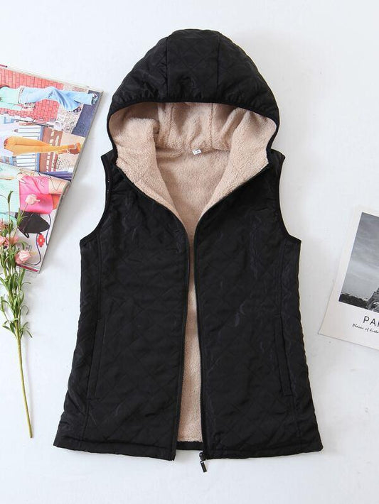 Flannel Lined Hooded Quilted Gilet Temp7865738 M