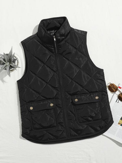 Flap Pocket Quilted Vest Jacket