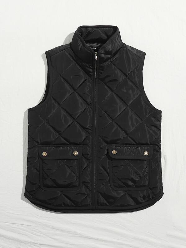 Flap Pocket Quilted Vest Jacket