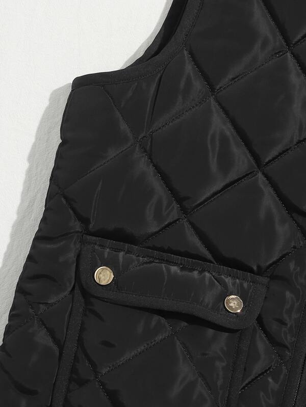 Flap Pocket Quilted Vest Jacket