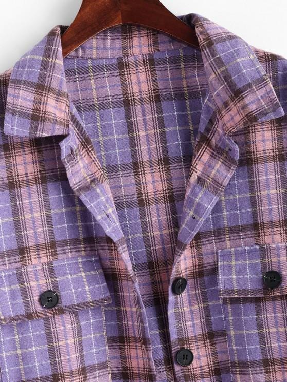 Flap Pockets Plaid Tartan Flannel Shacket