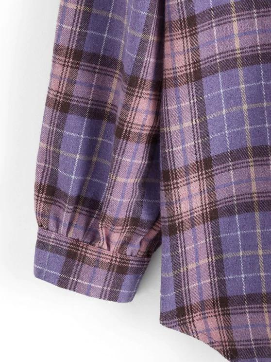 Flap Pockets Plaid Tartan Flannel Shacket